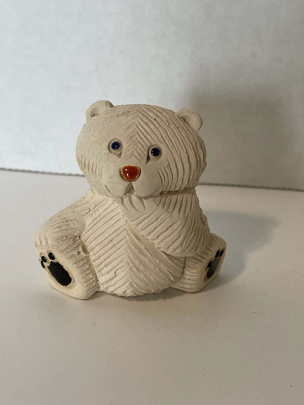 Vintage Artesania Rinconada Baby Polar Bear Figurine Signed Handcrafted Uruguay